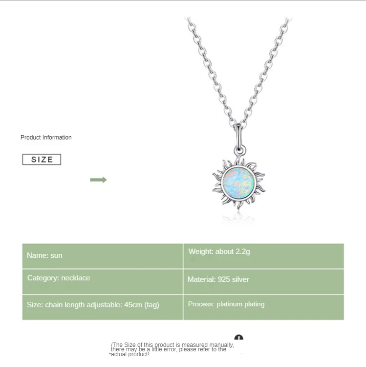 Necklace S925 Sterling Silver Small Sun Necklace Fashion Blue Necklace
Necklace S925 Sterling Silver Small Sun Necklace Fashion Blue Necklace