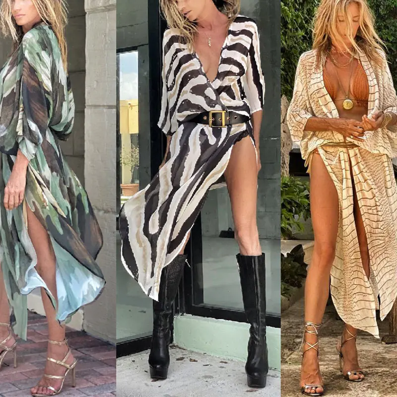 Summer Bikini Cover-ups Bohemian Printed Long Cardigan Chiffon Tunic For Women Holiday Beach Wear Sexy Swimwear
Summer Bikini Cover-ups Bohemian Printed Long Cardigan Chiffon Tunic For Women Holiday Beach Wear Sexy Swimwear