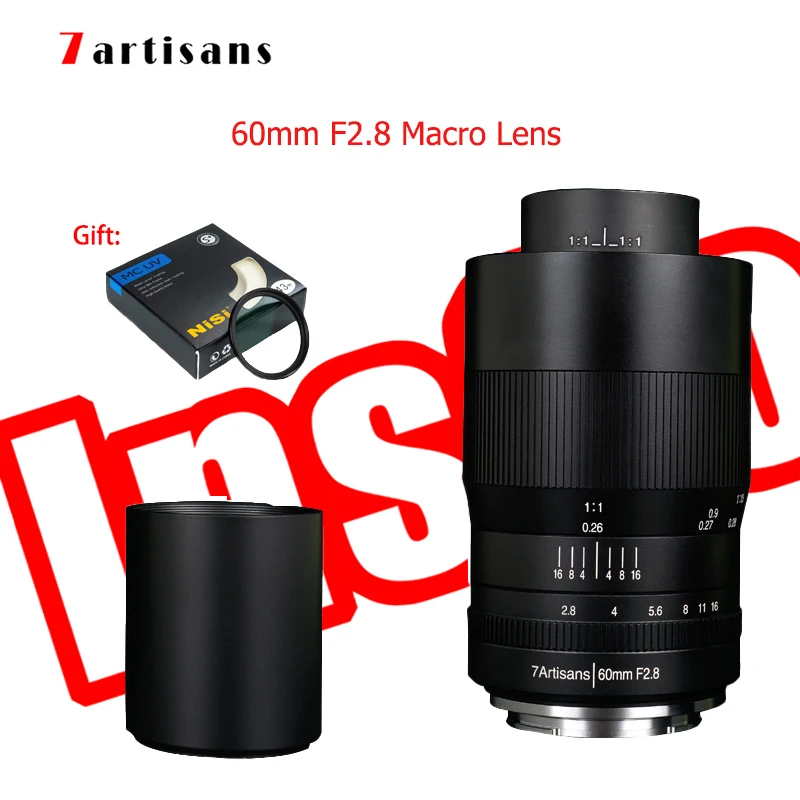 Макрообъектив 7artisans 60 мм f2.8 объектив с ручным фокусом и увеличением 1:1 подходит