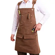 Tool Apron Men Women Adjustable Waxed Canvas Apron Heavy Duty Utility Apron with Pockets for Woodwork Room Craft Workshop