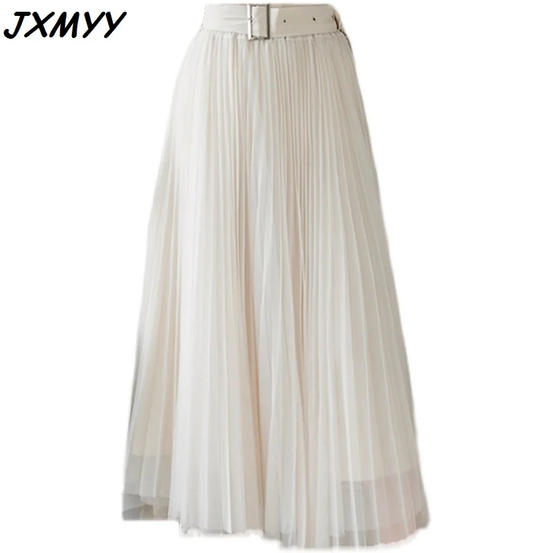 2021 Spring And Summer Fashion New High Waist Thin Mid-Length A-Line Pleated Draped Belt Mesh Skirt JXMYY 
2021 Spring And Summer Fashion New High Waist Thin Mid-Length A-Line Pleated Draped Belt Mesh Skirt JXMYY