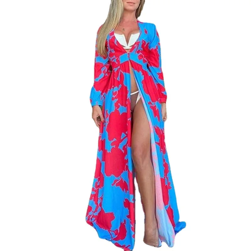 Plus Size Women Floral Print Bohemia Dresses Casual Loose Long Maxi Dress Sexy Deep V Neck Long Sleeve Summer Beach Dress 2021
Plus Size Women Floral Print Bohemia Dresses Casual Loose Long Maxi Dress Sexy Deep V Neck Long Sleeve Summer Beach Dress 2021