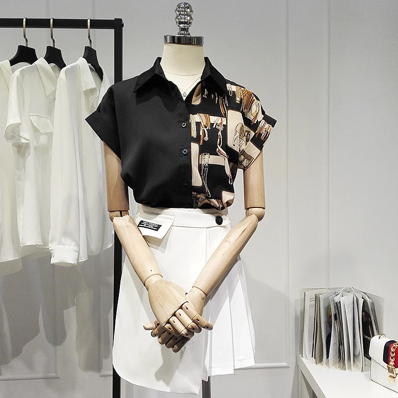 Retro Elegant Shirt for Women 2021 Summer New Fashion Blouse Printed Chiffon Patchwork Blusas All-match Short Sleeve Casual Top
Retro Elegant Shirt for Women 2021 Summer New Fashion Blouse Printed Chiffon Patchwork Blusas All-match Short Sleeve Casual Top