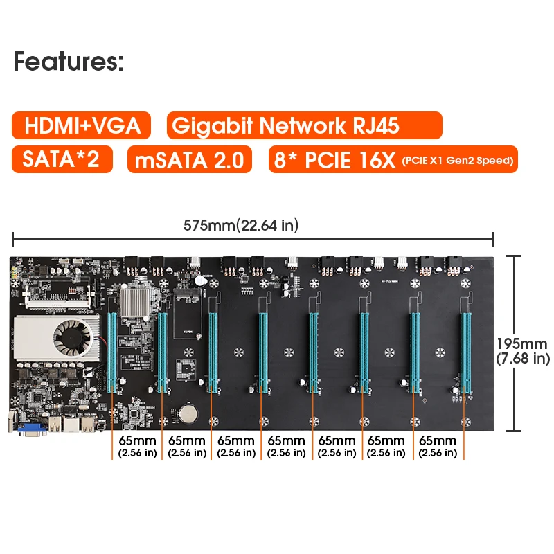 BTC-S37 Miner Motherboard CPU Set 8 Video Card Slot DDR3 Memory Integrated VGA Interface Low Power Consumption
BTC-S37 Miner Motherboard CPU Set 8 Video Card Slot DDR3 Memory Integrated VGA Interface Low Power Consumption