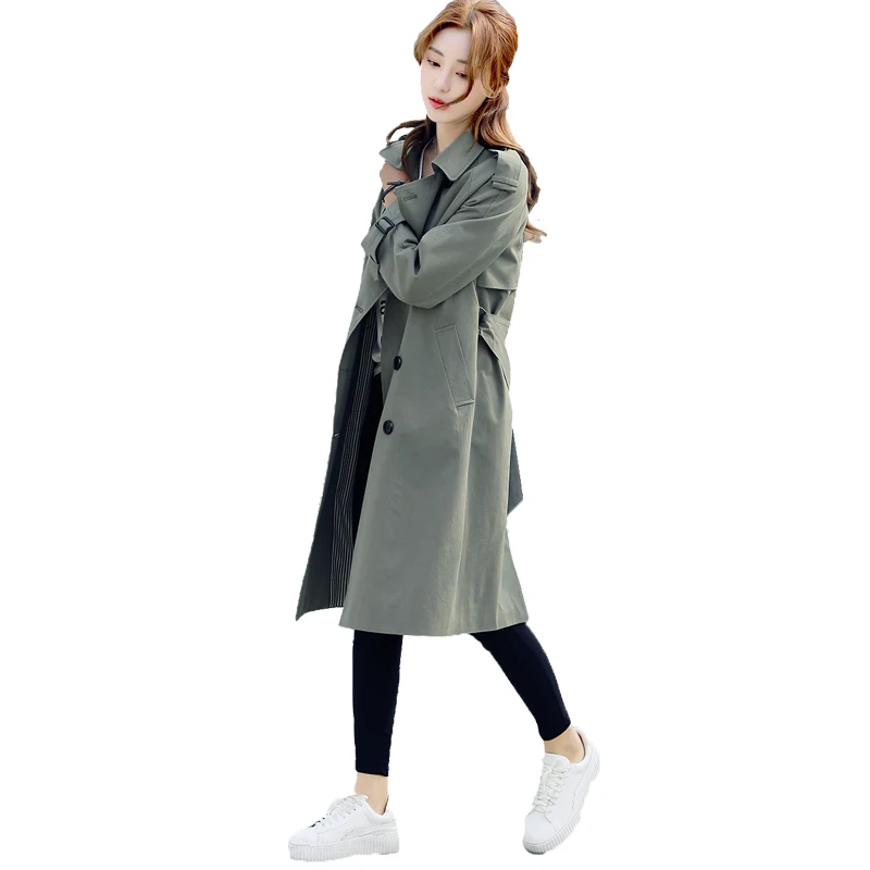 Women medium long coat double breasted cotton windbreaker outwear female trench coats manteau femme printemps 2020
Women medium long coat double breasted cotton windbreaker outwear female trench coats manteau femme printemps 2020