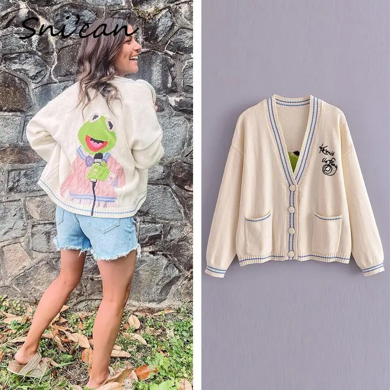 Женский вязаный свитер с карманами Za, повседневный Укороченный кардиган оверсайз с лягушкой, Осень-зима 2021
Женский вязаный свитер с карманами Za, повседневный Укороченный кардиган оверсайз с лягушкой, Осень-зима 2021