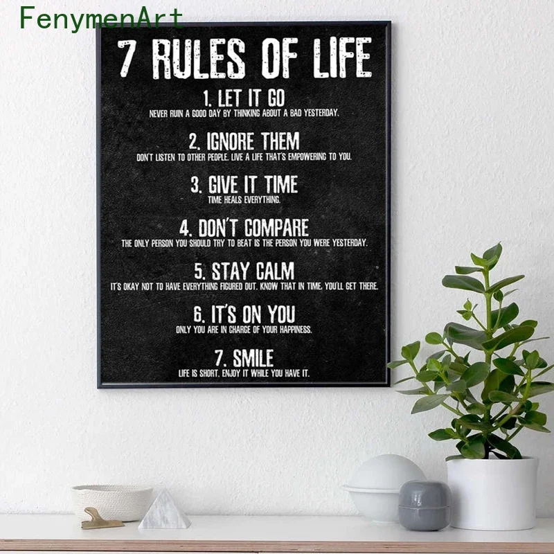 Seven Rules Of Life Posters Prints Golden Black White Canvas Painting Modern Art Wall Picture Bedroom Office Home Decor
Seven Rules Of Life Posters Prints Golden Black White Canvas Painting Modern Art Wall Picture Bedroom Office Home Decor