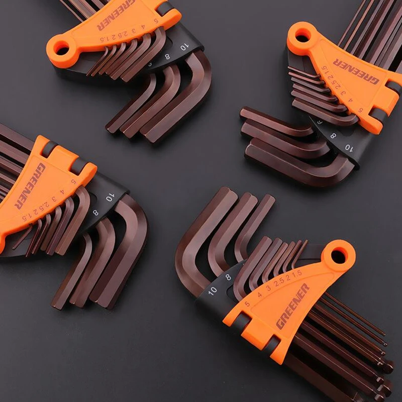 Gun Holster Outdoor Tool Screw Wrench Hex-L Key Allen Wrench - 9pc set Metric MM sizes 1.5-10 Short Series
Gun Holster Outdoor Tool Screw Wrench Hex-L Key Allen Wrench - 9pc set Metric MM sizes 1.5-10 Short Series