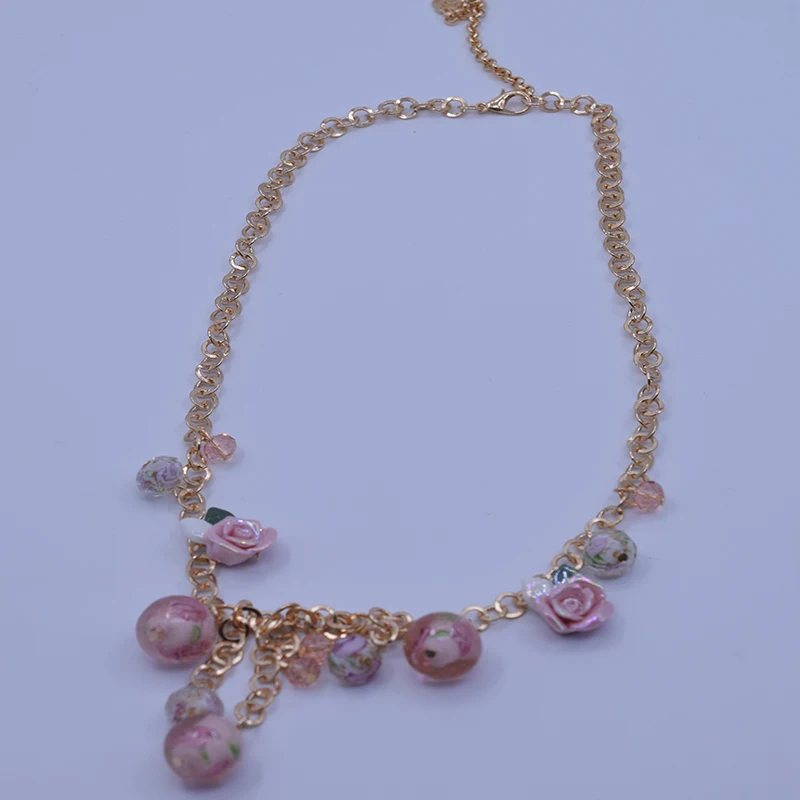 Krasivaya Ceramic Pink Beads With Flower Italy Style Necklace For Women Fashion Jewelry 
Krasivaya Ceramic Pink Beads With Flower Italy Style Necklace For Women Fashion Jewelry