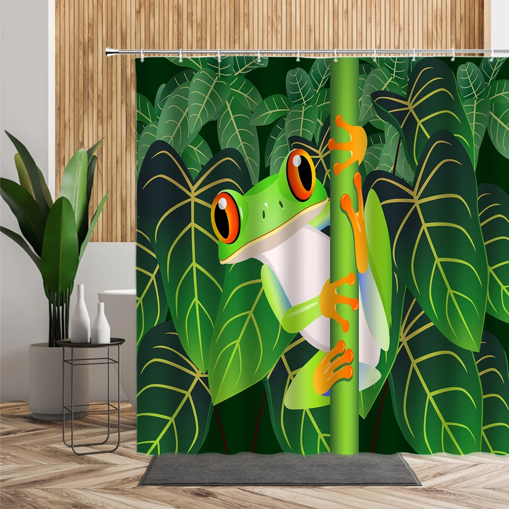 Cartoons Green Frog Shower Curtains Cute Animal Leaf Bamboo Kids Bathroom Decor Home Bath Cloth With Hooks Child Hanging Curtain 
Cartoons Green Frog Shower Curtains Cute Animal Leaf Bamboo Kids Bathroom Decor Home Bath Cloth With Hooks Child Hanging Curtain