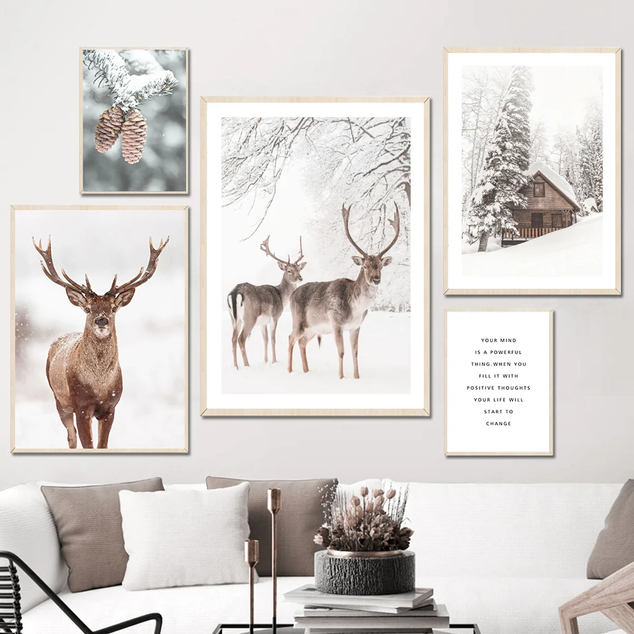 Scandinavian Nature Winter Landscape Poster Print Mountain Forest Canvas Painting Deer Wall Art Picture Nordic Style Home Decor 
Scandinavian Nature Winter Landscape Poster Print Mountain Forest Canvas Painting Deer Wall Art Picture Nordic Style Home Decor
