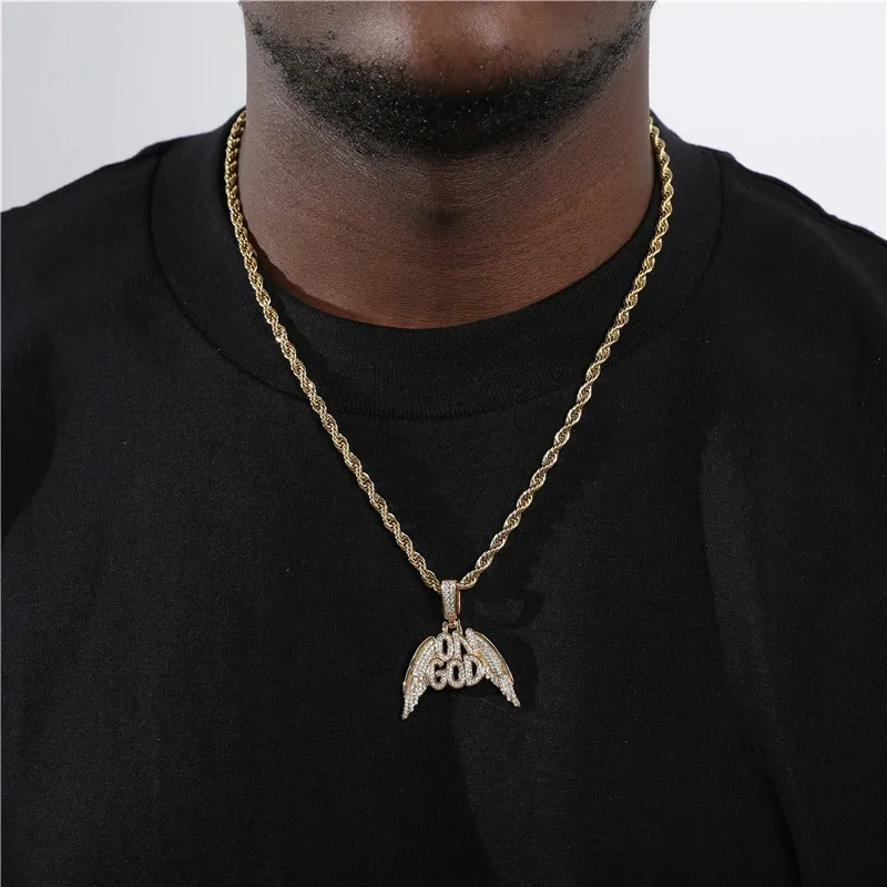 Hip Hop Bling Iced Out Cubic Zirconia Stone Letter On God With Wing Necklace Pendants Men Tennis Chain Jewelry With Solid Back
Hip Hop Bling Iced Out Cubic Zirconia Stone Letter On God With Wing Necklace Pendants Men Tennis Chain Jewelry With Solid Back