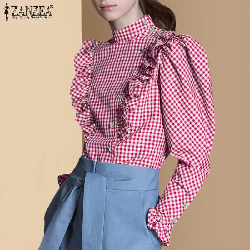 Womens Casual Elegant Long Sleeve Blusa Oversize Fashion Office Shirts 2021 Autumn Plaid Check Tops ZANZEA Vintage Ruffle Tunic
Womens Casual Elegant Long Sleeve Blusa Oversize Fashion Office Shirts 2021 Autumn Plaid Check Tops ZANZEA Vintage Ruffle Tunic