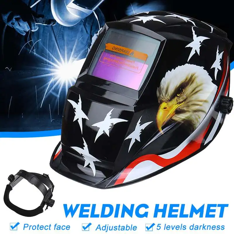 

Шлем сварочный с автозатемнением, маска для сварки TIG MIG MMA, на солнечной батарее, с большим обзором, крышка для сварщика, защитный шлем для шл...