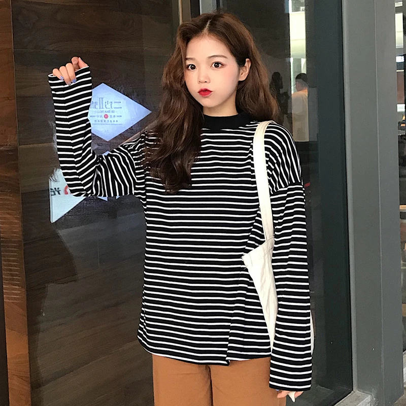 T-shirts Women Striped Long Sleeves Soft Womens T-shirt All-match Trendy Simple Leisure Chic Students Ladies Tops Girls New Tees
T-shirts Women Striped Long Sleeves Soft Womens T-shirt All-match Trendy Simple Leisure Chic Students Ladies Tops Girls New Tees
