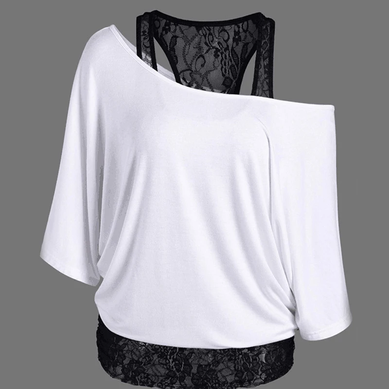 Plus Size 5XL Blouse Women Top Shirts Contrast Colors Sexy Skew Neck Short Sleeve Blusas Lace Stitching Off-Shoulder Top
Plus Size 5XL Blouse Women Top Shirts Contrast Colors Sexy Skew Neck Short Sleeve Blusas Lace Stitching Off-Shoulder Top