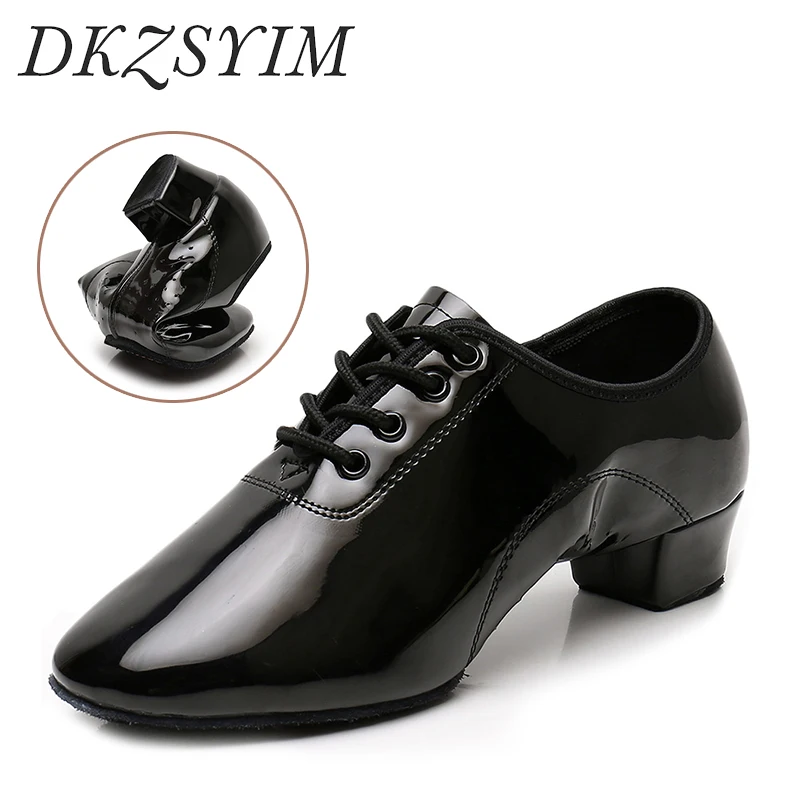 

DKZSYIM Men Latin Dance Shoes Ballroom Modern Shoes Men Tango Shoes For Boy Dance Sneaker Black Jazz Shoes heeled 3.5cm