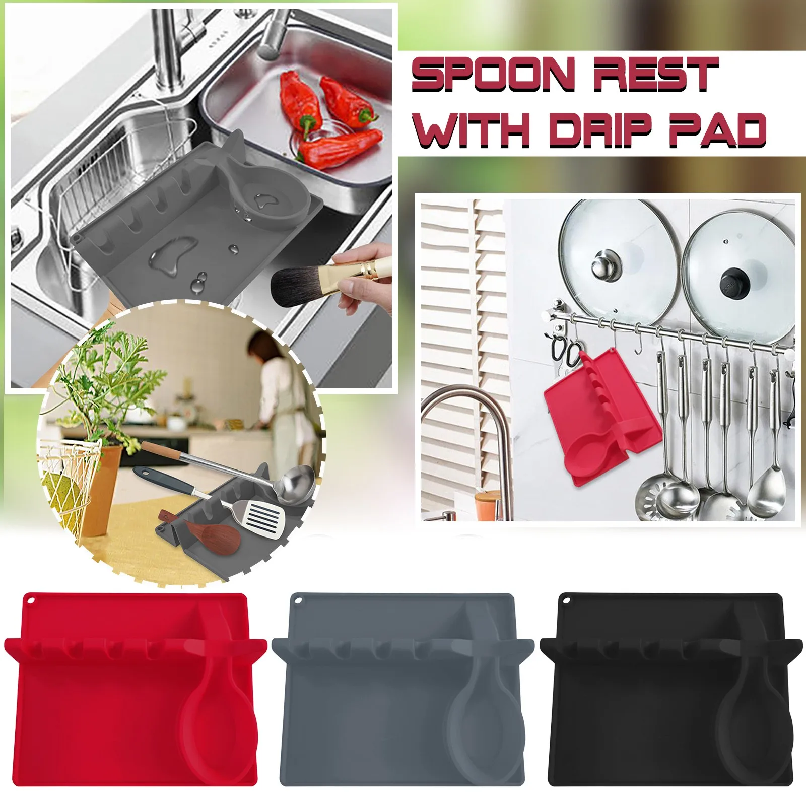 Silicone Insulation Spoon Rest Heat Resistant Placemat Drink Glass Coaster Tray Spoon Pad Eat Mat Pot Holder Kitchen Accessories
Silicone Insulation Spoon Rest Heat Resistant Placemat Drink Glass Coaster Tray Spoon Pad Eat Mat Pot Holder Kitchen Accessories