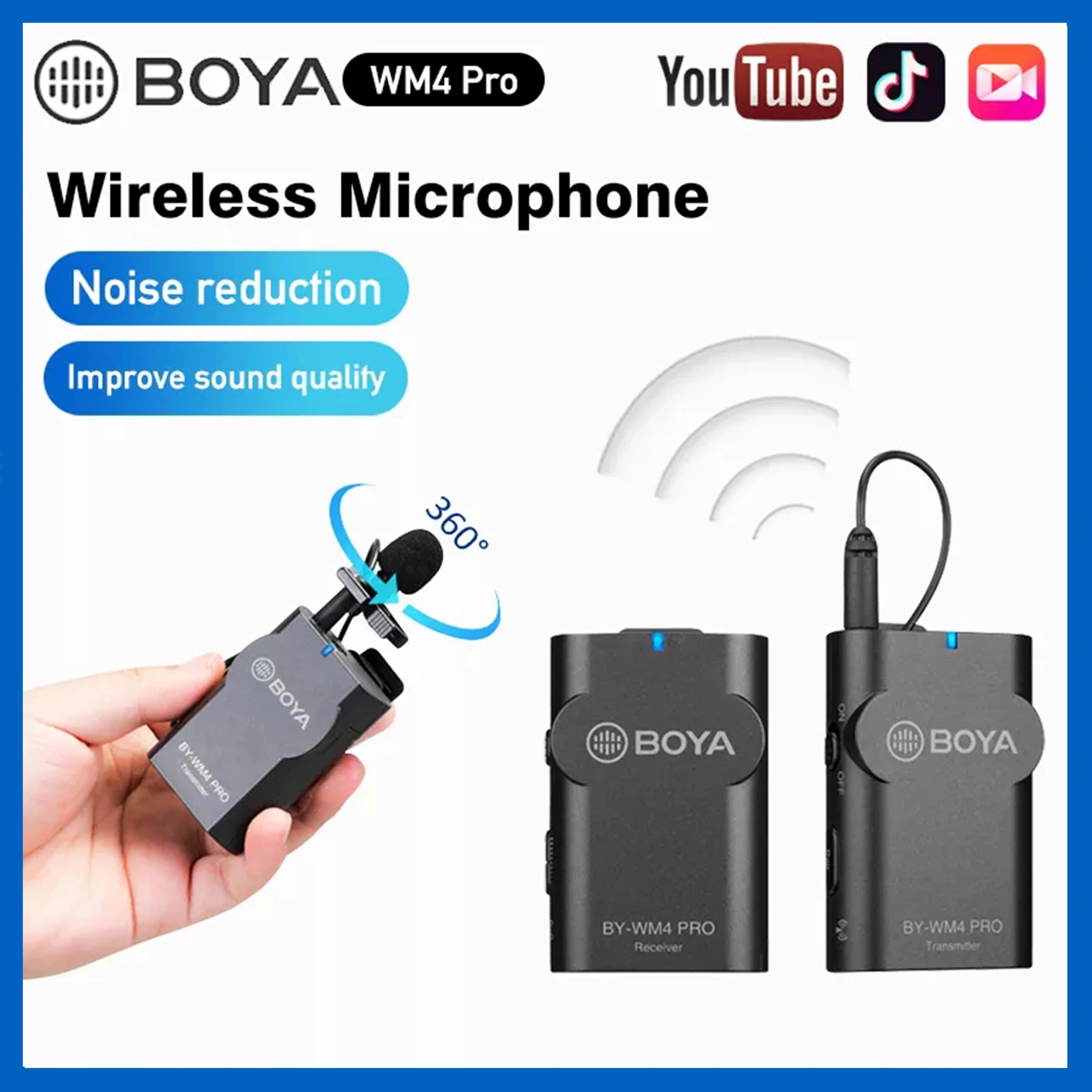 BOYA WM4 Pro K1-K6 Professional Wireless Microphone Condenser System Lavalier Lapel Interview Mic for iPhone Canon Nikon Cameras
BOYA WM4 Pro K1-K6 Professional Wireless Microphone Condenser System Lavalier Lapel Interview Mic for iPhone Canon Nikon Cameras