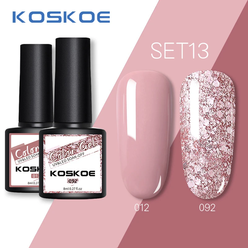 KOSKOE 2Pcs Gel Nail Polish Set Rose Gold Glitter Nail Gel Semi Permanent Hybrid Varnish Soak Off UV LED Gel Nails Base Top Coat
KOSKOE 2Pcs Gel Nail Polish Set Rose Gold Glitter Nail Gel Semi Permanent Hybrid Varnish Soak Off UV LED Gel Nails Base Top Coat