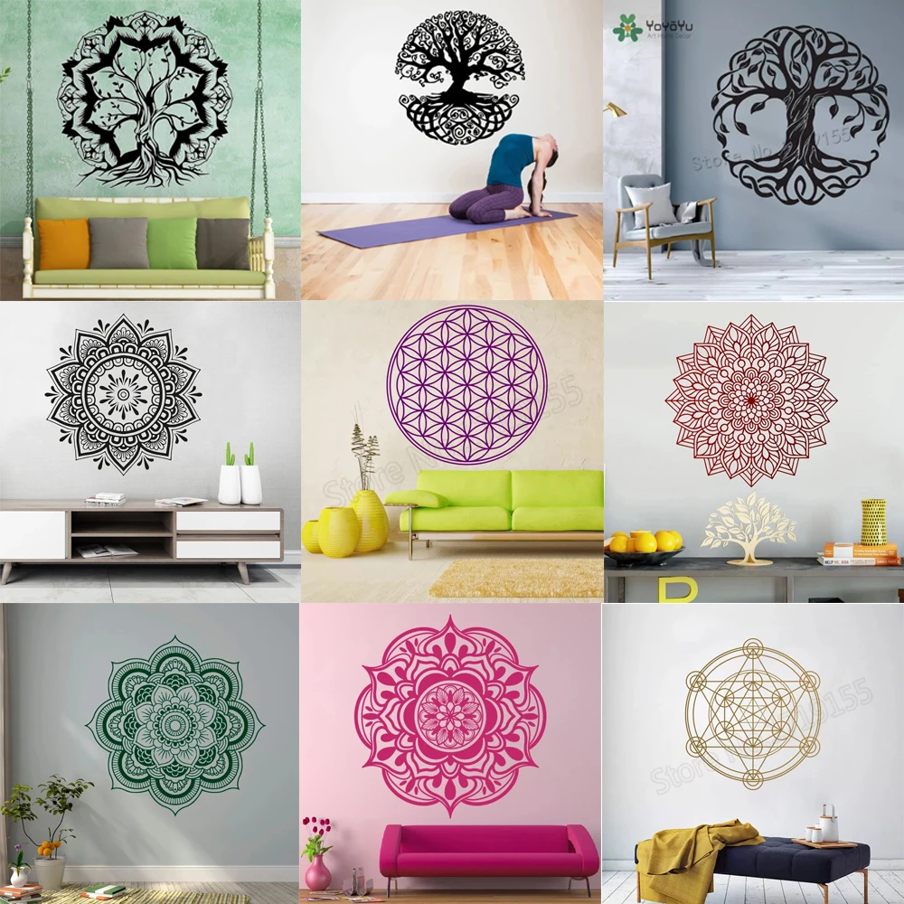 Vinyl Wall Stickers Mandala Flower Tree Of Life Decals Wallpaper for Living Room Muslim Pattern Flower Yoga Decor Mural HY9993
Vinyl Wall Stickers Mandala Flower Tree Of Life Decals Wallpaper for Living Room Muslim Pattern Flower Yoga Decor Mural HY9993