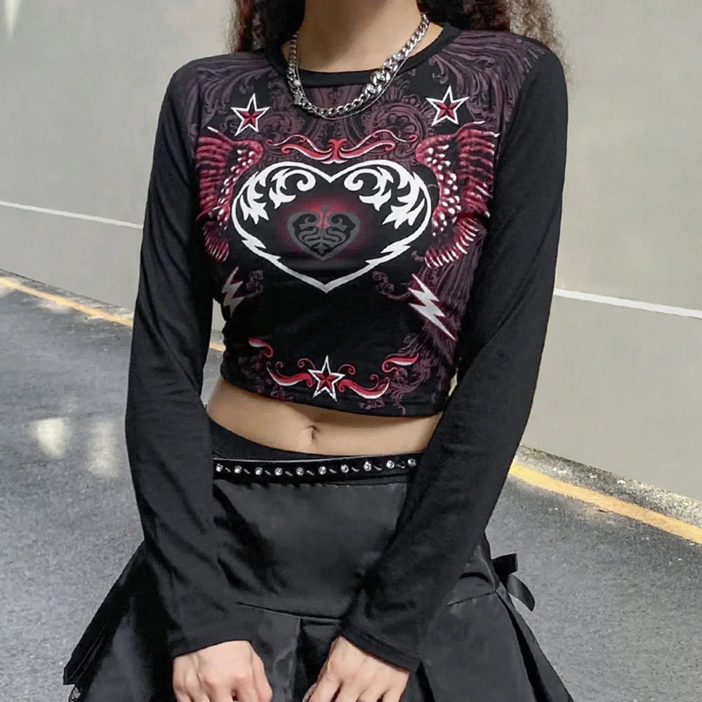 Rosetic 2021 Y2K Gothic Vintage T-Shirt Women Love Wings Printed Fashion Casual Tshirts Long Sleeve Tops Short Sexy Navel Tshirt
Rosetic 2021 Y2K Gothic Vintage T-Shirt Women Love Wings Printed Fashion Casual Tshirts Long Sleeve Tops Short Sexy Navel Tshirt