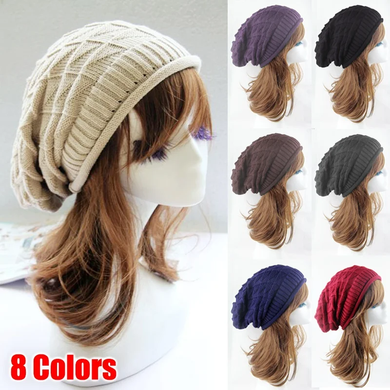 

Bonnets for Women Men Knit Crochet Solid Baggy Beanie Oversize Winter Hat Ski Slouchy Cap Skull Winter Wool Warm Cap Beanies Hot