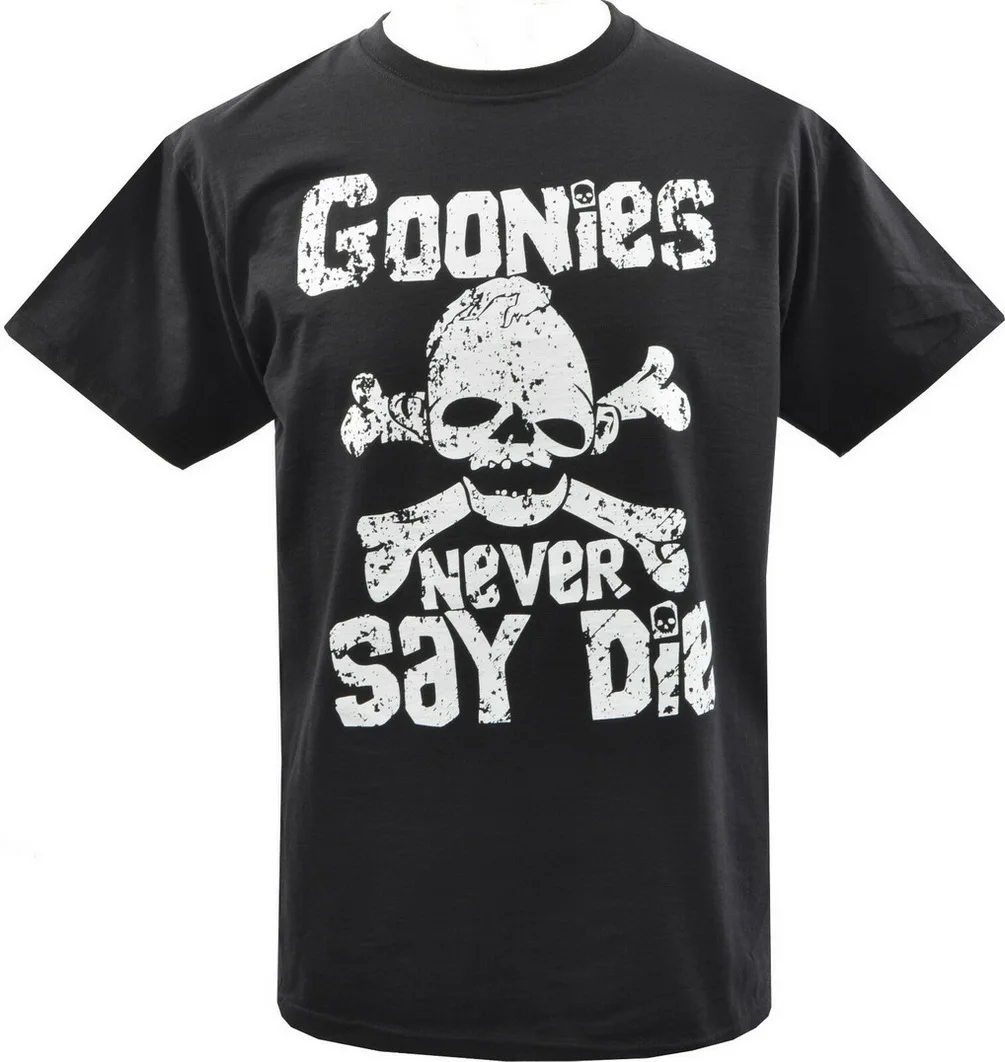 Мужская черная футболка GOONIES NEVER SAY DIE 80's AMERICAN ADVENTURE CULT FILM S 5XL в подарок забавная