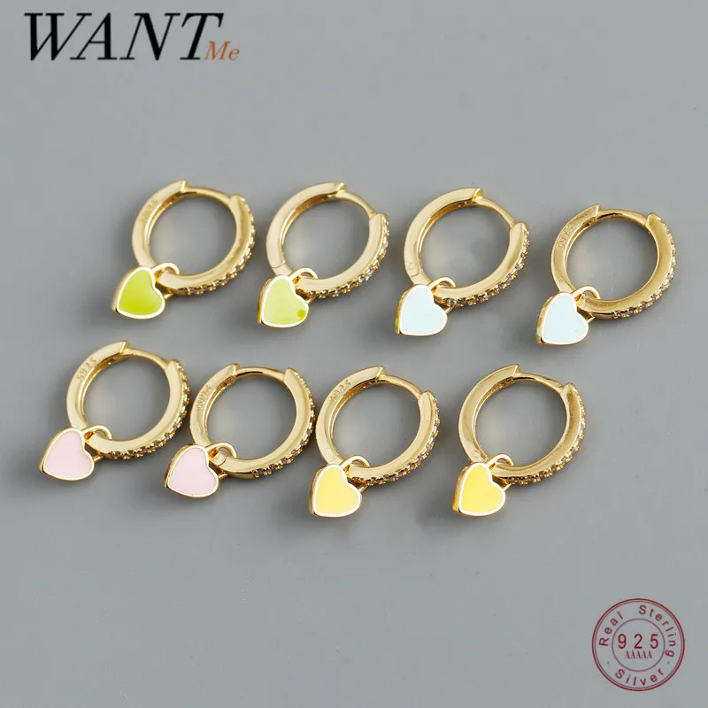 WANTME 925 Sterling Silver Trendy Romantic Love Heart Enamel Pendant Pave Zircon Earrings for Women Simple European Hoop Jewelry
WANTME 925 Sterling Silver Trendy Romantic Love Heart Enamel Pendant Pave Zircon Earrings for Women Simple European Hoop Jewelry