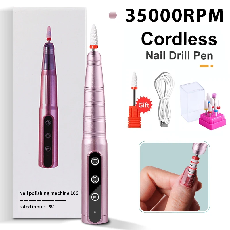 35000RPM Cordless Portable Electric Nail Drill Machine for Manicure Pedicure Nail File Professional Nail Polishing Salon Tools
35000RPM Cordless Portable Electric Nail Drill Machine for Manicure Pedicure Nail File Professional Nail Polishing Salon Tools