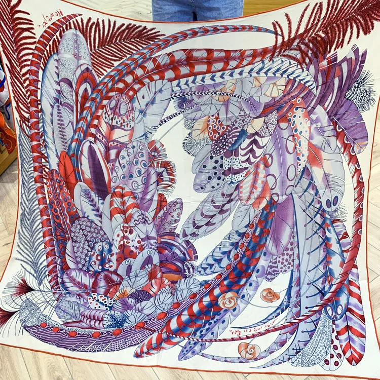 luxury Designer Cashmere Scarf Silk Cashmere 135 Blended Scarfs Silk Cashmere Scarf Shawl Stole"Plumes En Fete" 
luxury Designer Cashmere Scarf Silk Cashmere 135 Blended Scarfs Silk Cashmere Scarf Shawl Stole"Plumes En Fete"
