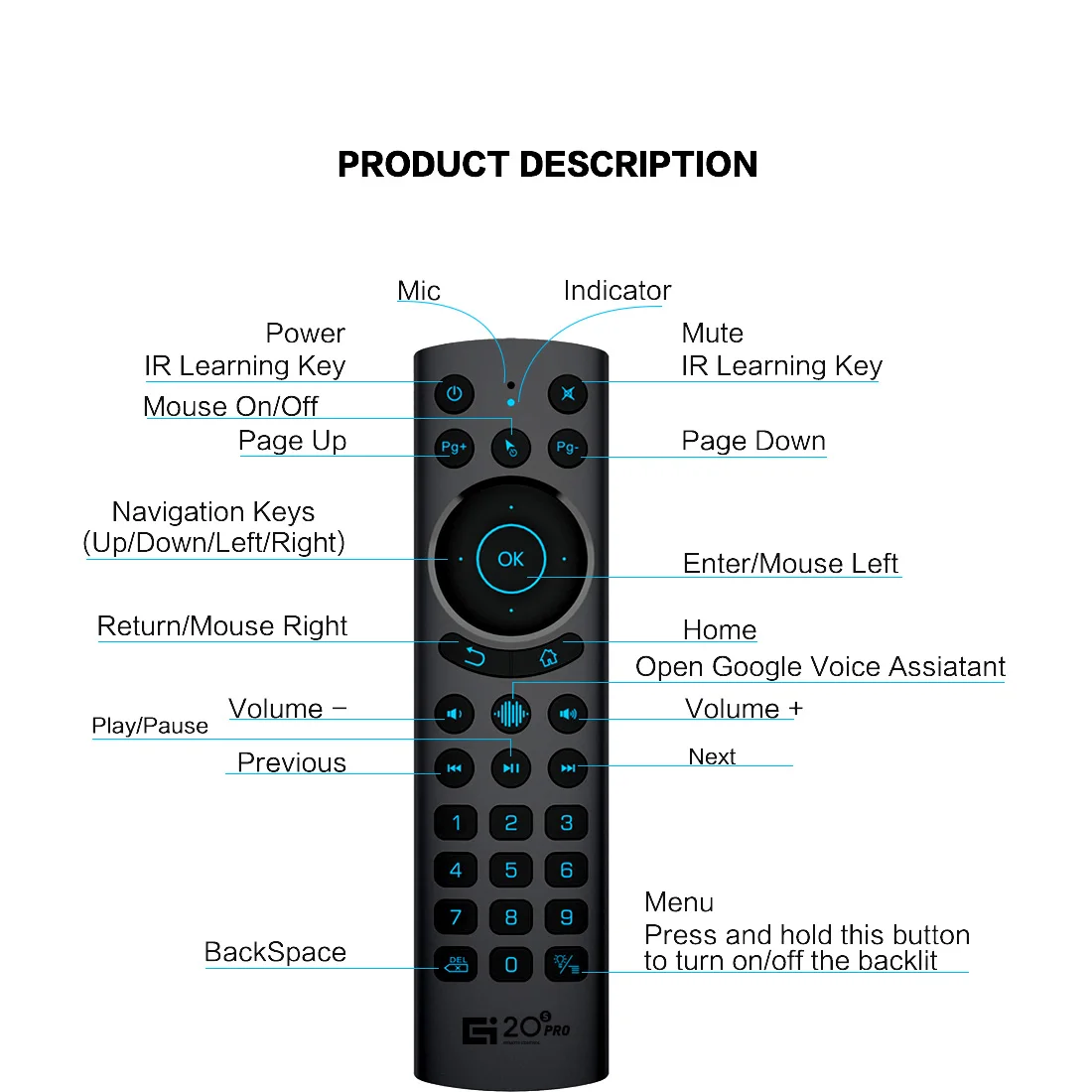 Беспроводная Bluetooth Смарт-мышь G20BTS Plus с голосовым управлением для ATV Android 2 4G