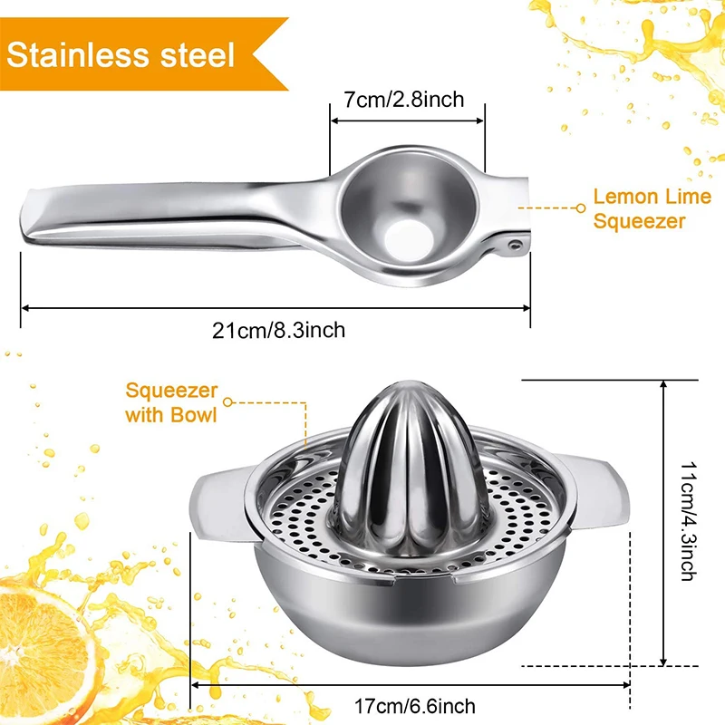2 Pieces Lemon Squeezer Handheld Lime Squeezer Manual Fruit Juicer and Metal Bowl Juicer for Home Kitchen
2 Pieces Lemon Squeezer Handheld Lime Squeezer Manual Fruit Juicer and Metal Bowl Juicer for Home Kitchen