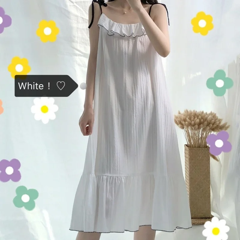 Qweek Women's Sleepwear Cotton Sexy Nightwear Nightgown Summer Night Home Suit Camisoles Sleeveless Sling Ruffles Nightie
Qweek Women's Sleepwear Cotton Sexy Nightwear Nightgown Summer Night Home Suit Camisoles Sleeveless Sling Ruffles Nightie