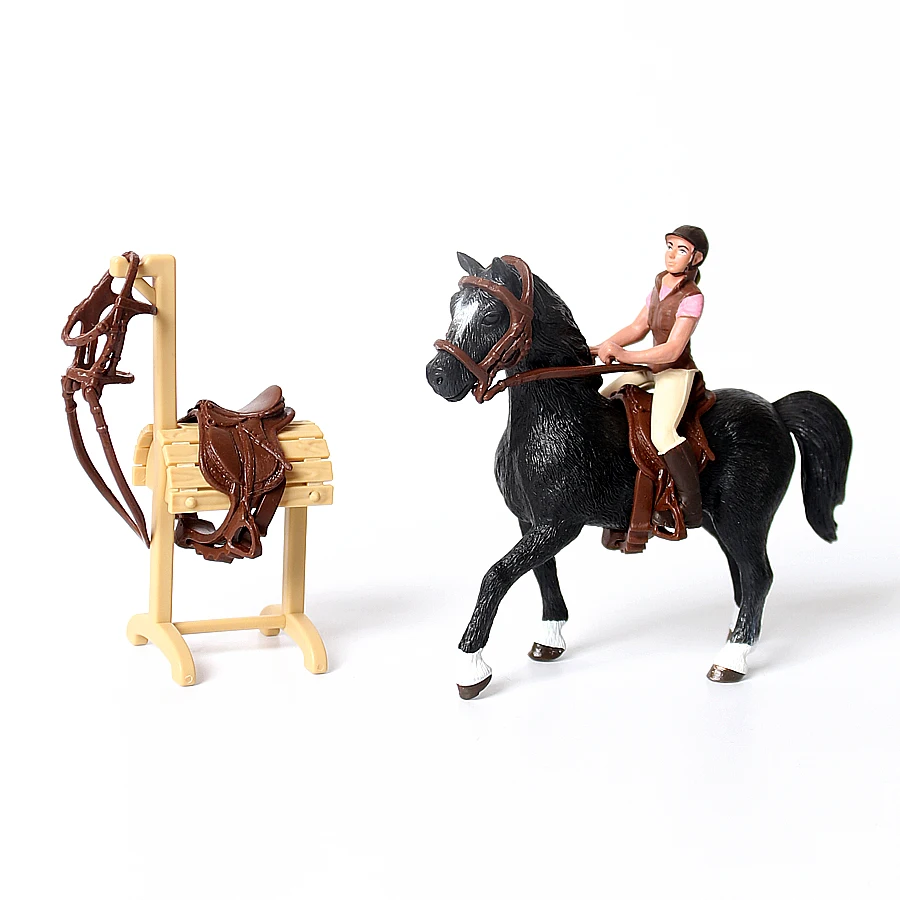 

Realistic Farm Horse Stable Recreational Rider with Horse Toy Figure Horse Figurines for Collection Educational Playset Props