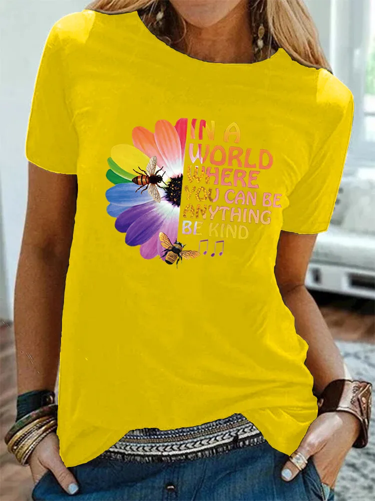 Bee Sunflower Print Short Sleeve Top Women T-shirt Letter Tops Tee 2021 Summer Female Casual Tshirts Harajuku Mujer Camisetas 
Bee Sunflower Print Short Sleeve Top Women T-shirt Letter Tops Tee 2021 Summer Female Casual Tshirts Harajuku Mujer Camisetas