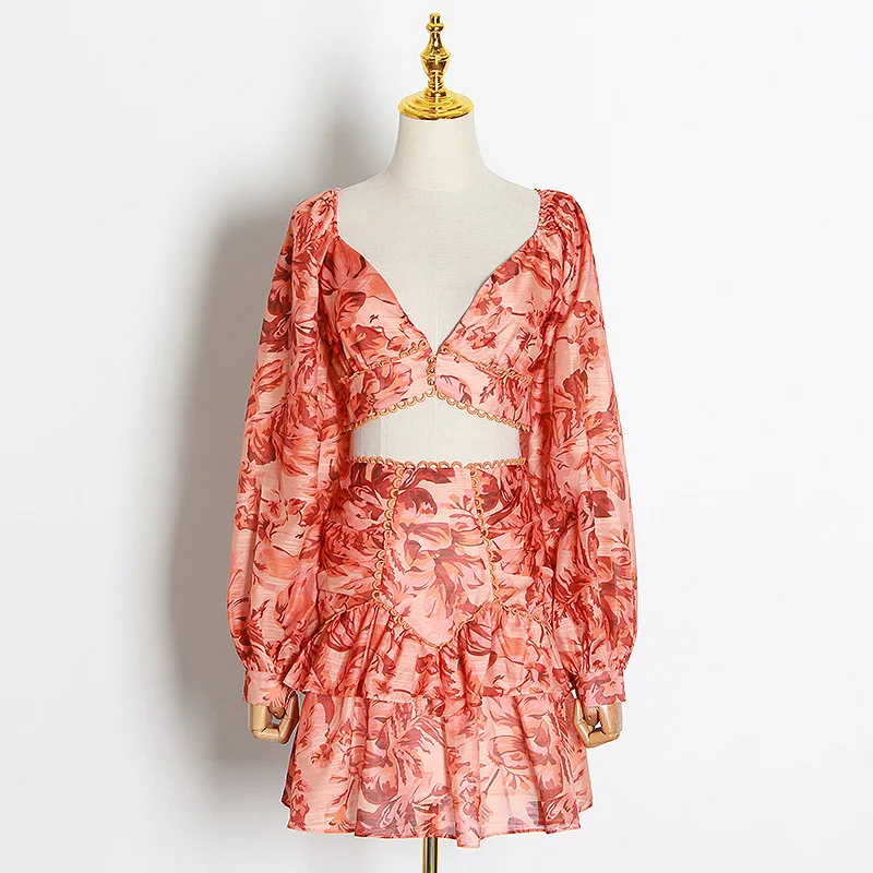 MSXU Women Fashion Chic Sexy Back Cross Lace Up Print Blouse Tops High Waist A Line Skirt Casual Party Two Piece Set
MSXU Women Fashion Chic Sexy Back Cross Lace Up Print Blouse Tops High Waist A Line Skirt Casual Party Two Piece Set