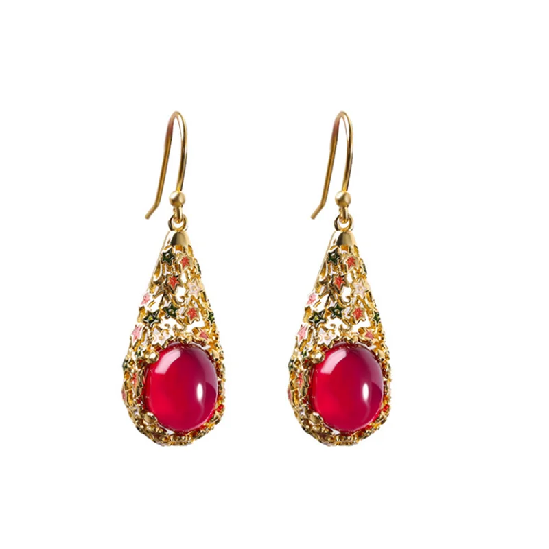 New S925 Silver Red Corundum Enamel Gemstone Drop Women Earrings Vintage Jewelry
New S925 Silver Red Corundum Enamel Gemstone Drop Women Earrings Vintage Jewelry
