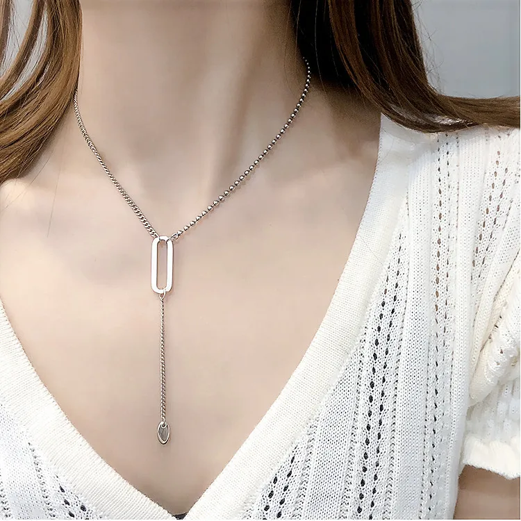 YAOLOGE 925 Silver Necklace Creative Minimalist Long Tassel Fashion Lady Clavicle Chain Simple All-Match Jewelry
YAOLOGE 925 Silver Necklace Creative Minimalist Long Tassel Fashion Lady Clavicle Chain Simple All-Match Jewelry