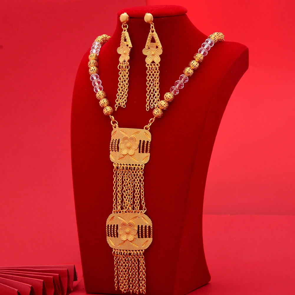 24k Gold Color White Dubai Jewelry Sets For Women Girl African Wedding Gifts Bridal Necklace Earrings Jewellery Set For Women
24k Gold Color White Dubai Jewelry Sets For Women Girl African Wedding Gifts Bridal Necklace Earrings Jewellery Set For Women