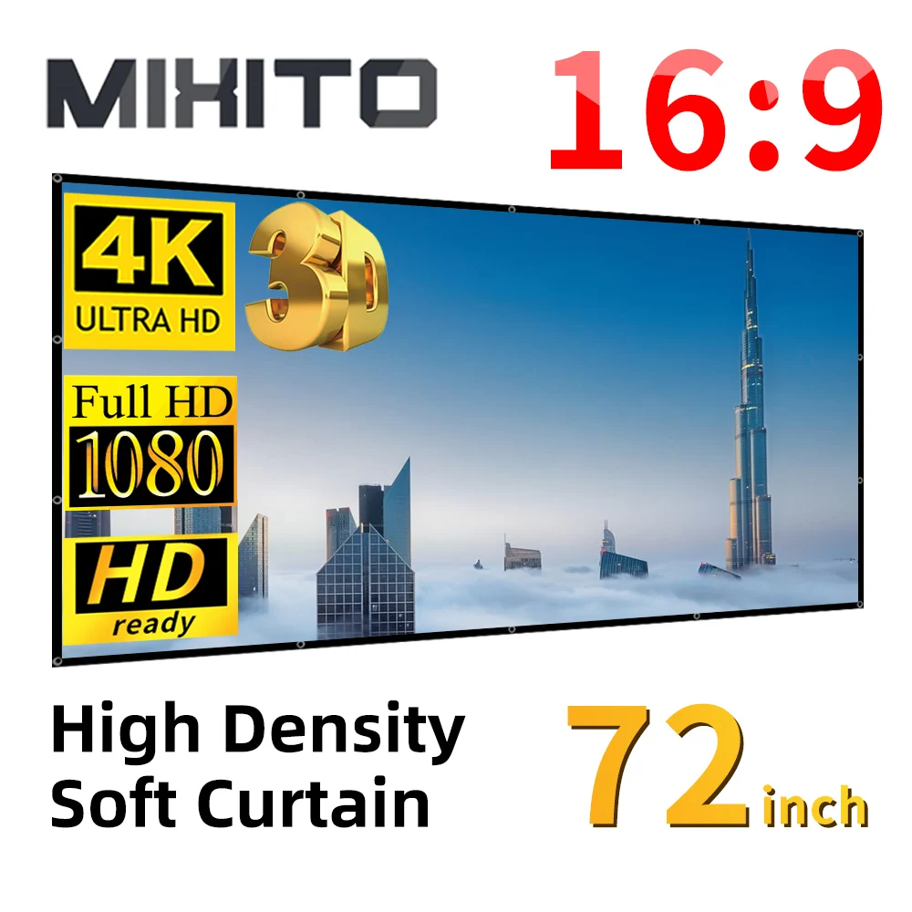 Портативный складной экран MIXITO16: 9, 72/60 дюймов, 1080P, 3D, утолщенный, с высокой четкостью
Портативный складной экран MIXITO16: 9, 72/60 дюймов, 1080P, 3D, утолщенный, с высокой четкостью