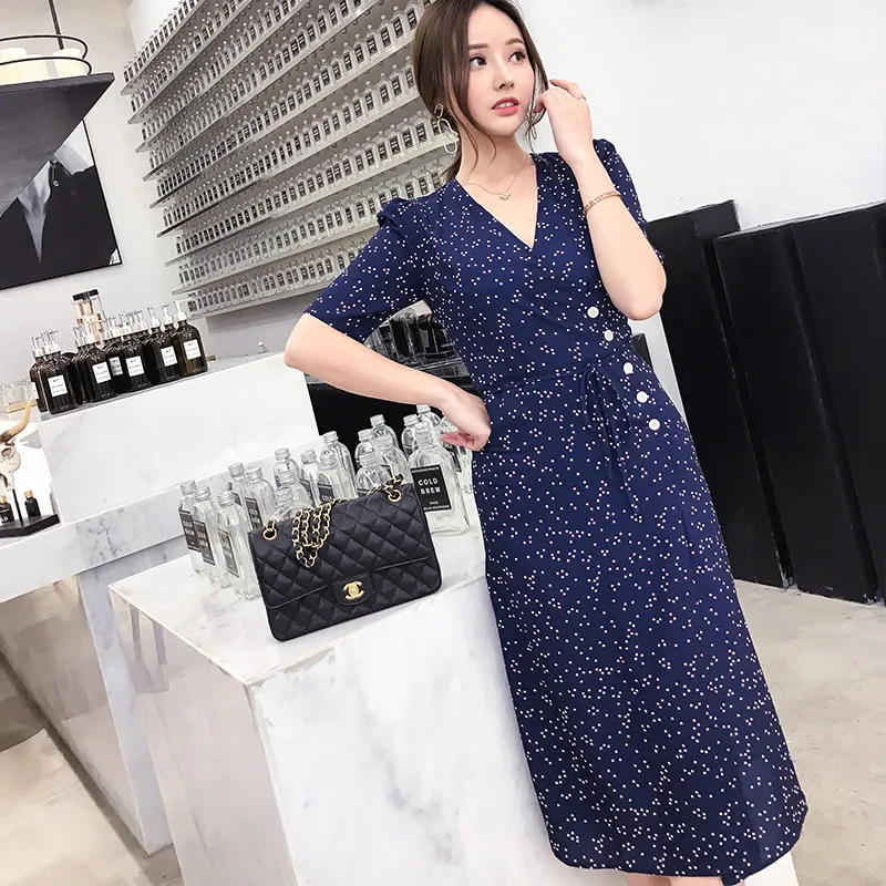 2020 Spring And Summer New Style French Vintage Wrap Dress V-neck Lace-up Slim Fit Printed Chiffon Short-sleeve Dress Women's
2020 Spring And Summer New Style French Vintage Wrap Dress V-neck Lace-up Slim Fit Printed Chiffon Short-sleeve Dress Women's