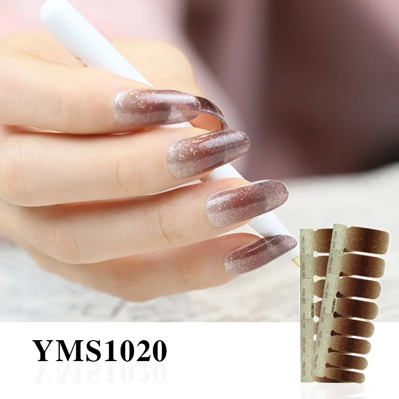 16 наконечников/лист серии YMS ультратонкие наклейки для дизайна ногтей блестящие
