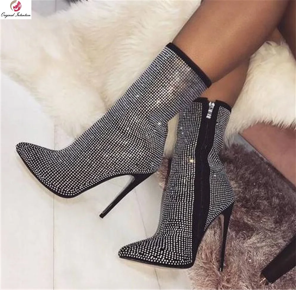 Original Intention Fashion All Seuqins Mid-Calf High Boots Woman Sexy Pointed Toe Thin High Heel Gorgeous Short Boots Female
Original Intention Fashion All Seuqins Mid-Calf High Boots Woman Sexy Pointed Toe Thin High Heel Gorgeous Short Boots Female