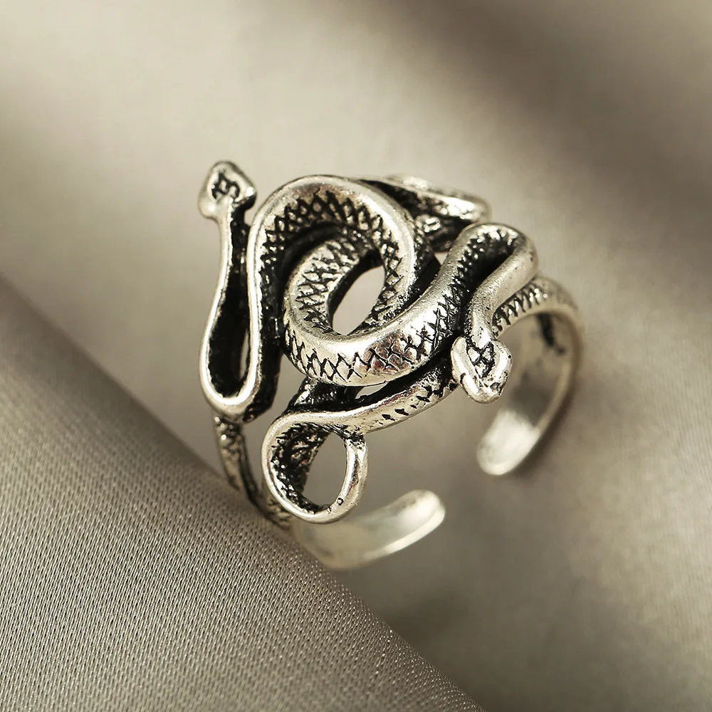 Retro Snake Shaped Antique Silver Ring for Women Nightclub Party Adjustable Index Finger Ring Punk Personality Open Ring Jewelry
Retro Snake Shaped Antique Silver Ring for Women Nightclub Party Adjustable Index Finger Ring Punk Personality Open Ring Jewelry