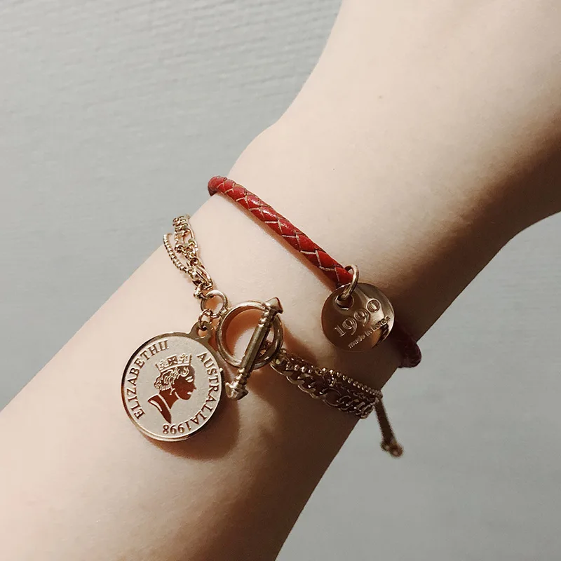 Statement Layered Queen Elizabeth Coin Bracelets For Women Titanium Steel Unique Layering Chain Portrait Medallion Bangles
Statement Layered Queen Elizabeth Coin Bracelets For Women Titanium Steel Unique Layering Chain Portrait Medallion Bangles