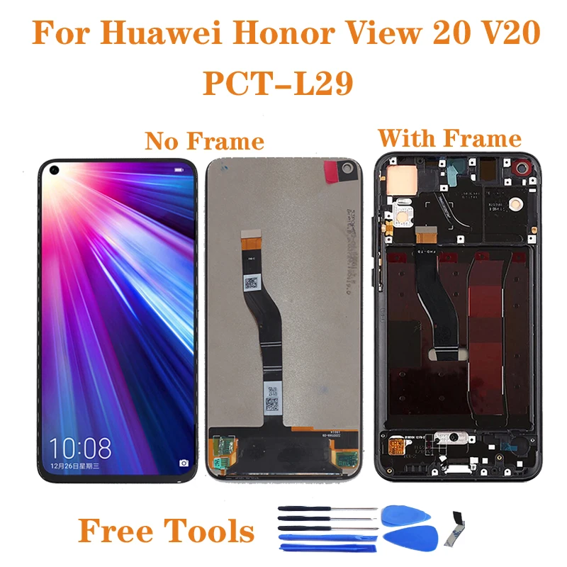 

Original Display For Huawei Honor View20 View 20 PCT-L29 LCD Touch Panel Screen Digitizer Assembly For Honor V20 LCD with frame
