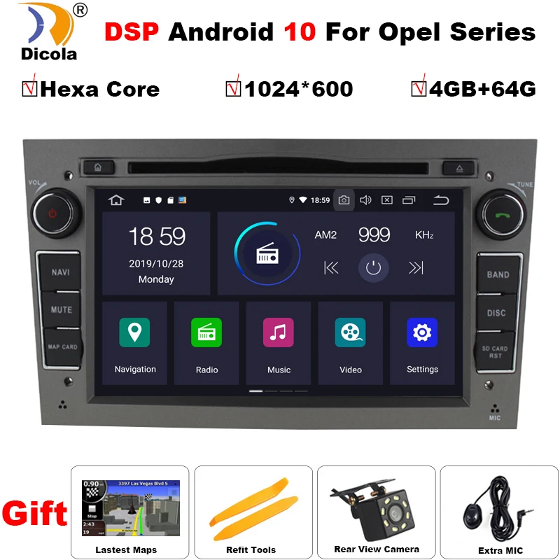 4 + 64 Гб DSP Hexa Core Android 10 для Opel Astra H Meriva Antara Zafira Veda Agila Corsa Vectra автомобильный DVD GPS