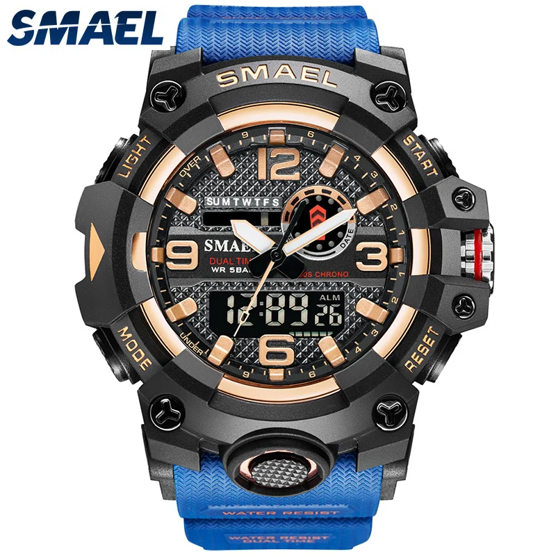 SMAEL Men Sport Watches Dual Time Digital Watch Quartz 50m Waterproof Watch Led Military Watch Sport 8035 Men Watches Wristwatch
SMAEL Men Sport Watches Dual Time Digital Watch Quartz 50m Waterproof Watch Led Military Watch Sport 8035 Men Watches Wristwatch