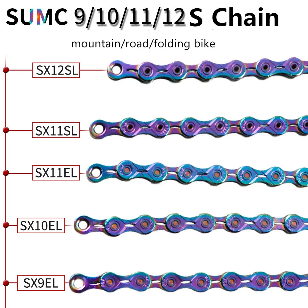 SUMC MTB Mountain Bike Chain Road Folding Bicycle Colorful Rainbow Shift Chain 9 10 11 12 Speed Half Full Hollow Steel Chains
SUMC MTB Mountain Bike Chain Road Folding Bicycle Colorful Rainbow Shift Chain 9 10 11 12 Speed Half Full Hollow Steel Chains